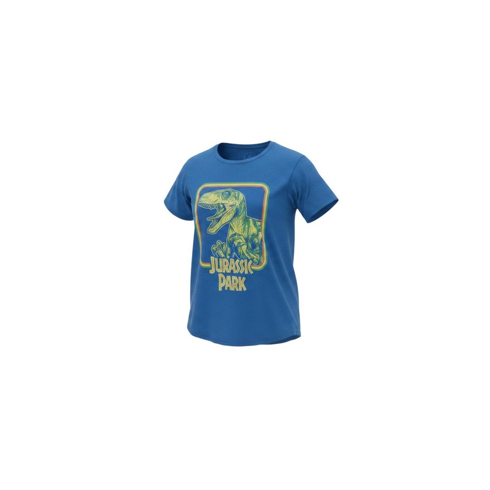 Jurassic Park T-Shirt Mens XXXL Blue Retro Raptor Graphic Curved Hem